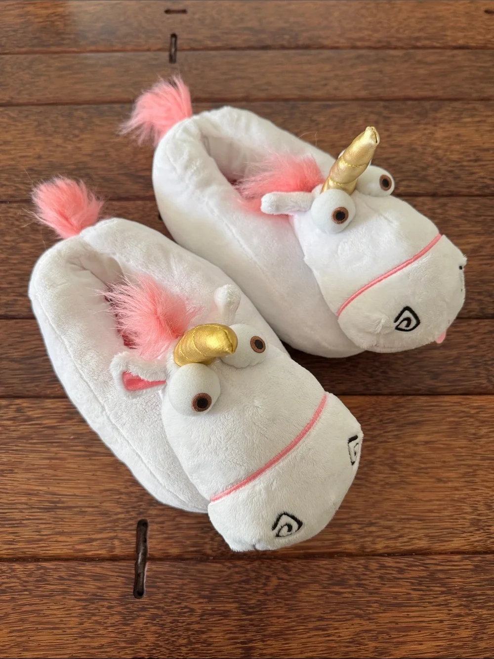 Universal Studios Despicable Me - Kids Unicorn Plush Slippers in White/Pink Mane